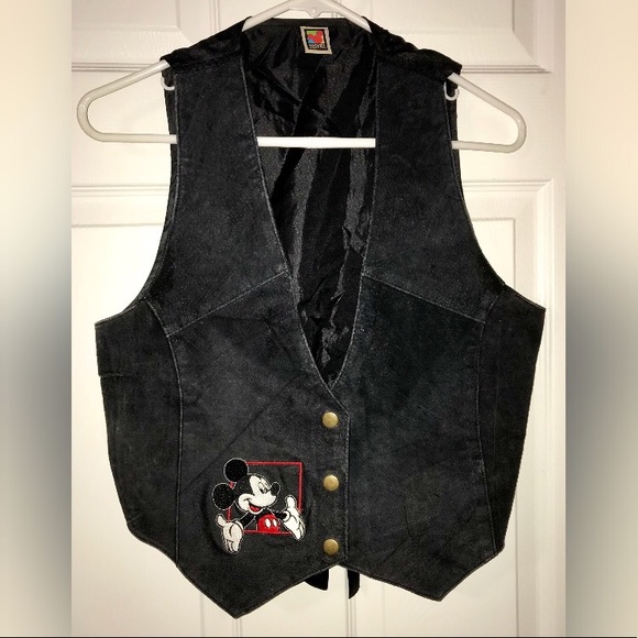 Disney Jackets & Blazers - Black suede leather vintage Mickey Mouse vest